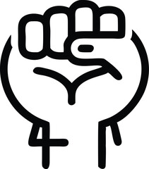 Black and white icon, raised fist symbol, medical cross, circular emblem, solidarity sign, healthcare activism, simple graphic design, bold lines, minimalist illustration, protest imagery, unity symbo