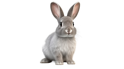 Obraz premium Adorable Gray Rabbit Sitting Perfect on a transparent background