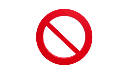 Prohibition Sign Red Circle with Diagonal Slash 