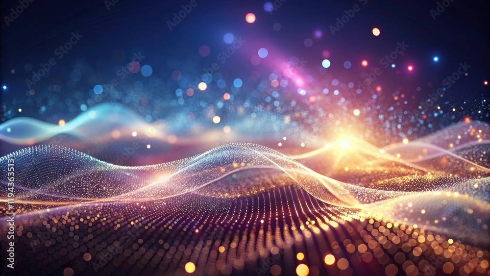 Aufkleber Abstract Glittering Particle Wave Background Featuring Shimmering Lights and Dynamic Flow