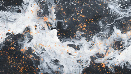 Abstract Swirl Background: Black, White, Gold