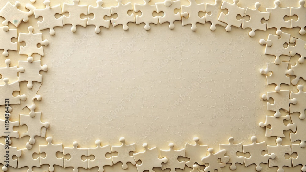 Aufkleber cream-colored puzzle pieces form a border around a blank space for text or images