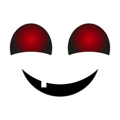 Scary eyes and smile for Halloween characters design. Glowing red gradient eyes for ghosts and pumpkins. Creepy emotions element. Isolated on white background.