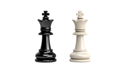 Black and White Chess Kings on a transparent background