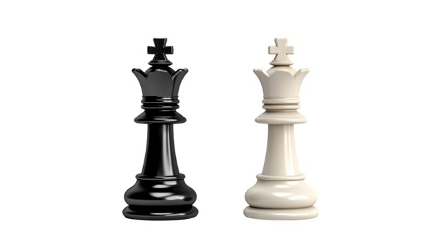 Black and White Chess Kings on a transparent background