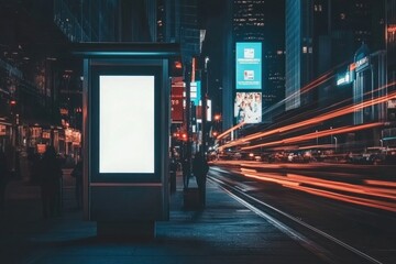 Obraz premium Blank white vertical digital billboard poster street urban city.