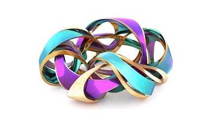 A gold and purple bracelet with a blue and gold swirl