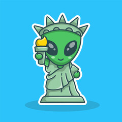 illustration cute cartoon alien liberty