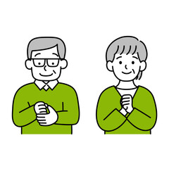 Fototapeta premium 年配の男女のイラスト グリーン