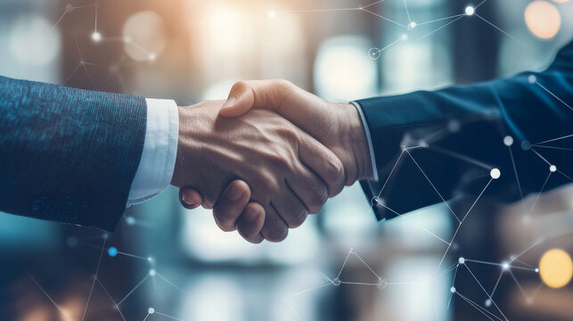 business hand shake on vertical web icon
