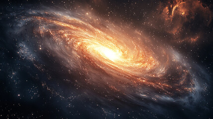 Obraz premium Stunning spiral galaxy with vibrant colors illuminating the cosmic landscape