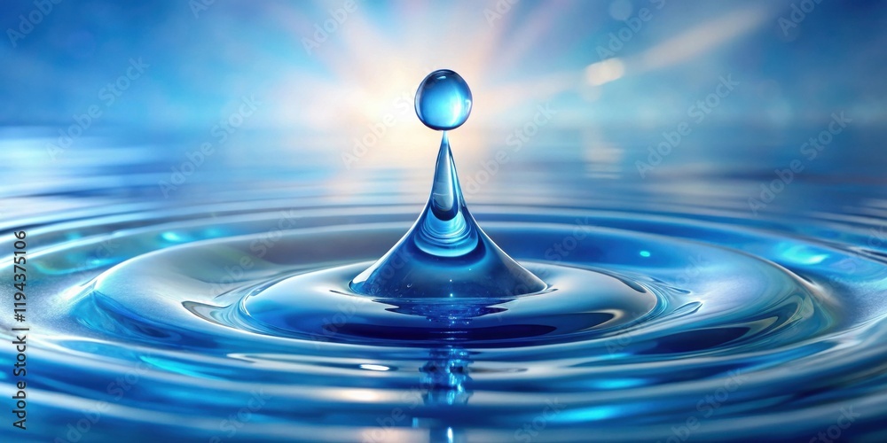 Aufkleber a single drop of water creates concentric ripples on a serene blue surface