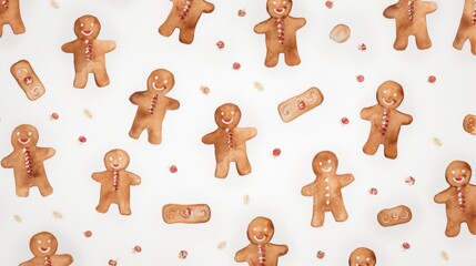 Gingerbread cookies kitchen food photography festive aerial view holiday concept