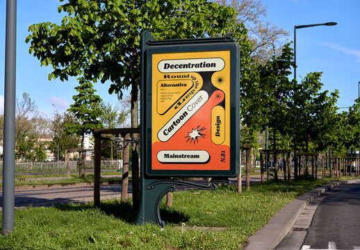 Mockup Of Vertical Customizable Poster On Grass Verge