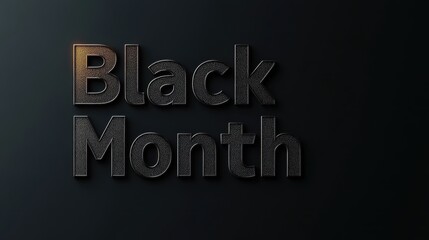 The image features the words "Black Month" in a stylized, textured font against a dark background, suggesting a theme of significance or celebration.