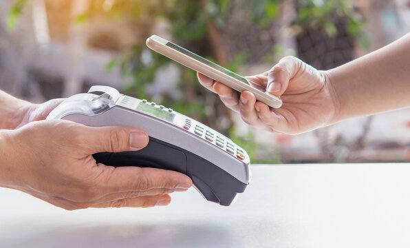 Contactless payment by smartphone. Payment with NFC technology