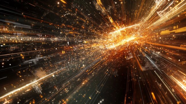 A highly detailed D scatter plot with data points hovering in space, connected by lines, symbolizing the intersection of technology and data analysis.
