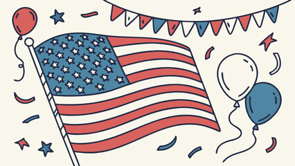 Fototapeta premium Ai generated happy columbus day celebration banner united states graphic design festive environment aerial view american pride