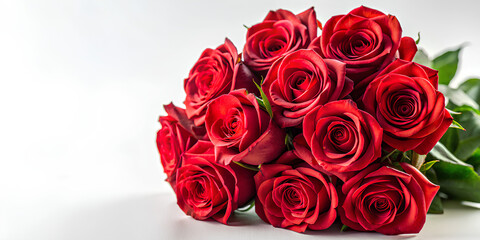 Obraz premium Elegant Red Rose Bouquet on White Background, love, Valentine, Valentine's day