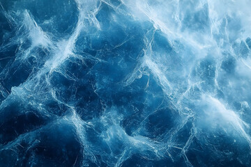 Obraz premium Abstract ice texture with cracks and scratches on a blue frozen surface for creative banner use