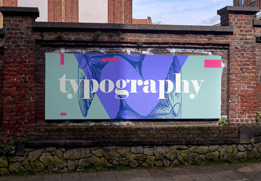Mockup Of Horizontal Customized Billboard On Wall