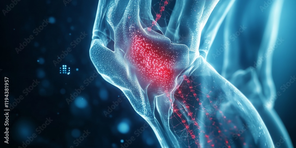 Poster 3d rendering of inflamed human knee joint. (1)