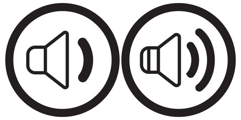 speaker, sound, volume icon set , low and hight level volume speaker icon. voice, audio, silent, mute icons in flat style for media player app and website