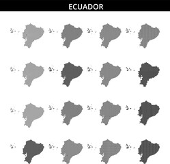 Map of Ecuador illustrating geographical features with dot pattern design