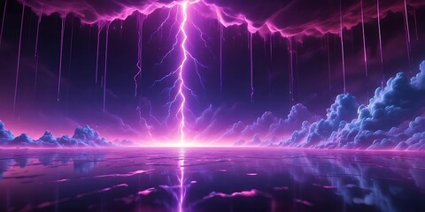 Purple sky with a lightning bolt in the middle. Background. Abstract. Futuristic. Graphics.
