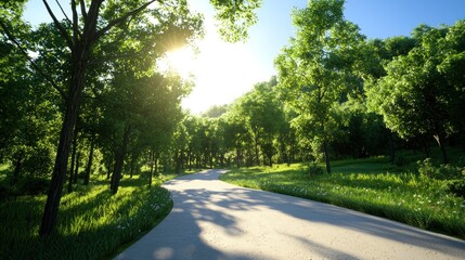 Obraz premium Sunlit Path Through Lush Forest