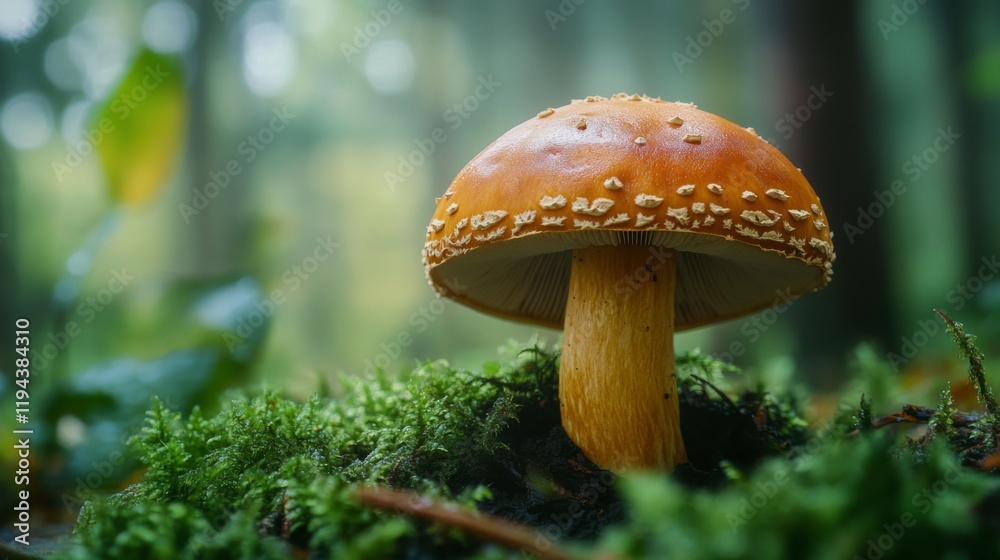 Poster Close-up of a single shiitake mushroom with its cap opened slightly, showcasing the gills and the fresh, natural texture of the mushroom.
