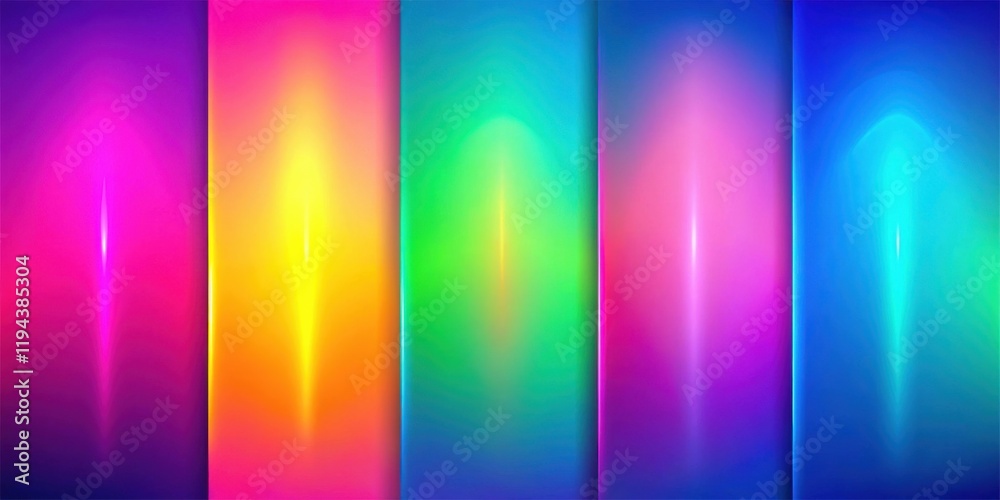 Poster vibrant spectrum a collection of five colorful gradient panels ideal for digital designs and present