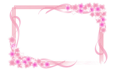 水彩風桜のフレームイラスト