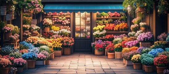 Vibrant Floral Haven: A Nighttime Bloom at the Parisian Flower Shop