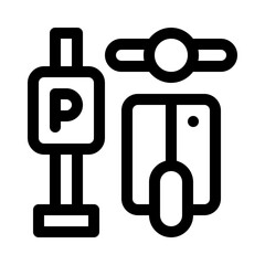 Motorcycle parking line icon