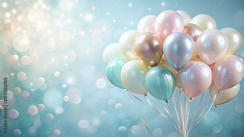 Aufkleber a cluster of pastel balloons floating against a sparkling background