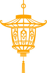Elegant Golden Chinese Lantern Illustration