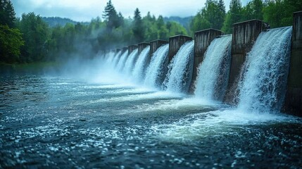Serene Dam Waterfall: A Majestic Cascade of Water