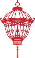 Elegant Red Chinese Lantern with Intricate Design