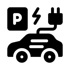 Electric vehicle parking glyph icon