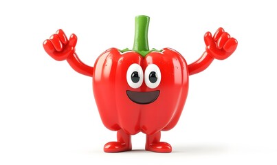 Happy red bell pepper cartoon character.
