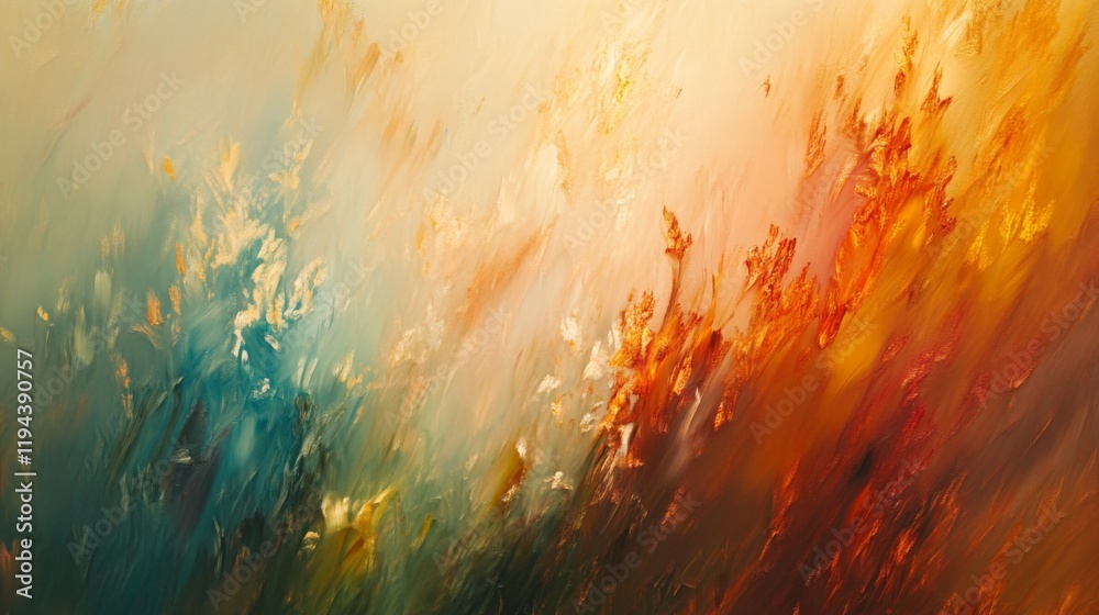 Poster detailed view of an abstract background with a mix of vibrant colors and fluid brushstrokes, capturi