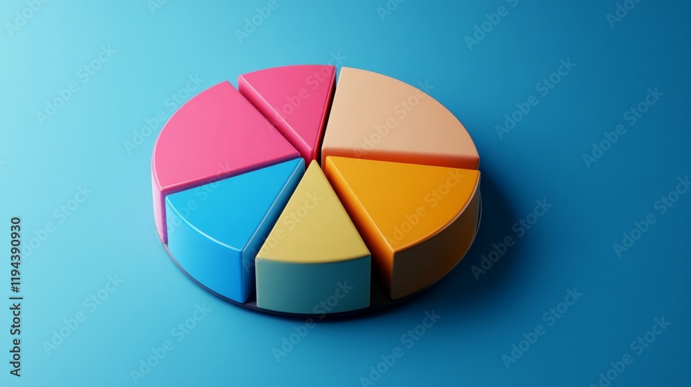 Leinwandbilder Detailed view of a D pie chart with segment labels and percentage values, set against a neutral backdrop to highlight the chart's design and data accuracy.