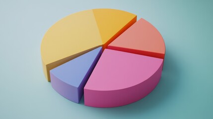 Obraz premium Detailed view of a D pie chart with segment labels and percentage values, set against a neutral backdrop to highlight the chart's design and data accuracy.