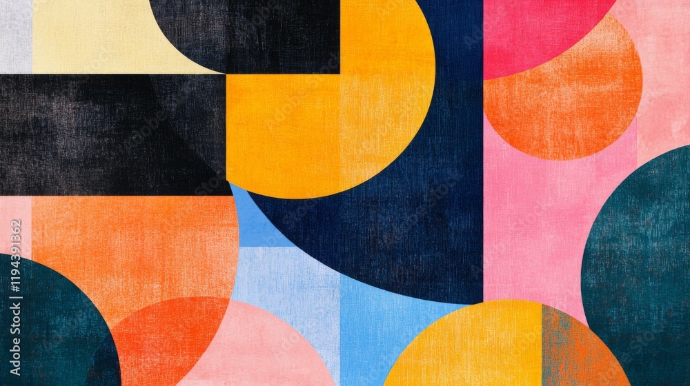Leinwandbilder detailed view of a digital graphic with overlapping shapes and vibrant colors, creating a sense of d