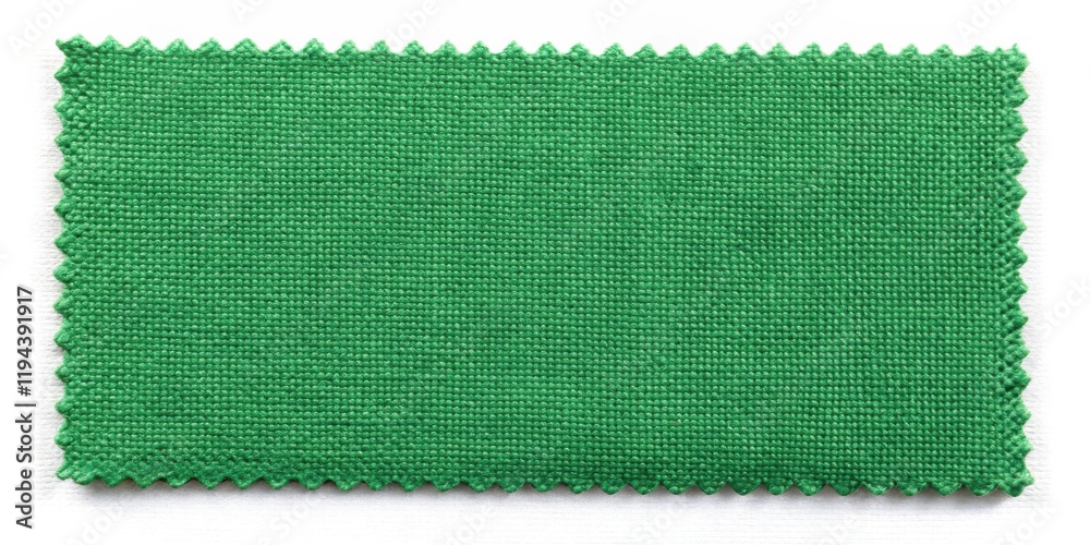 Aufkleber close-up view of a swatch of vibrant green fabric with a scalloped edge