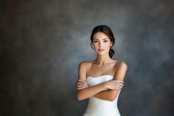 Obraz premium A beautiful woman with her arms crossed dress photography portrait.