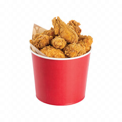 abstract 3d  Paper bucket of fried chicken in different colour style white background	


