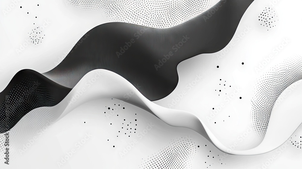 Poster grey abstract design with technological patterns and smooth flowing shapes for a futuristic look.