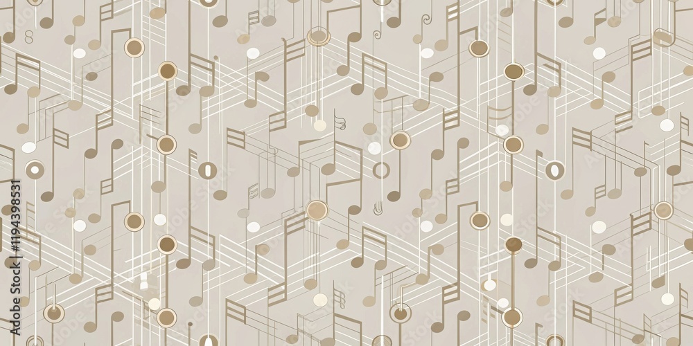 Aufkleber abstract musical notes pattern design with beige tones